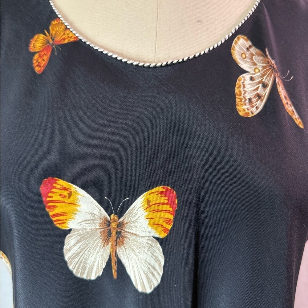 Jessica Howard Black Butterfly Print A-Line Midi Dress Elegant Garden Party - Picture 3 of 5